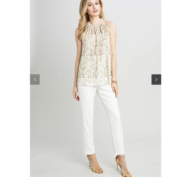 Elie Tahari Burnout Velvet Halter Shirt Size L - Picture 3 of 9